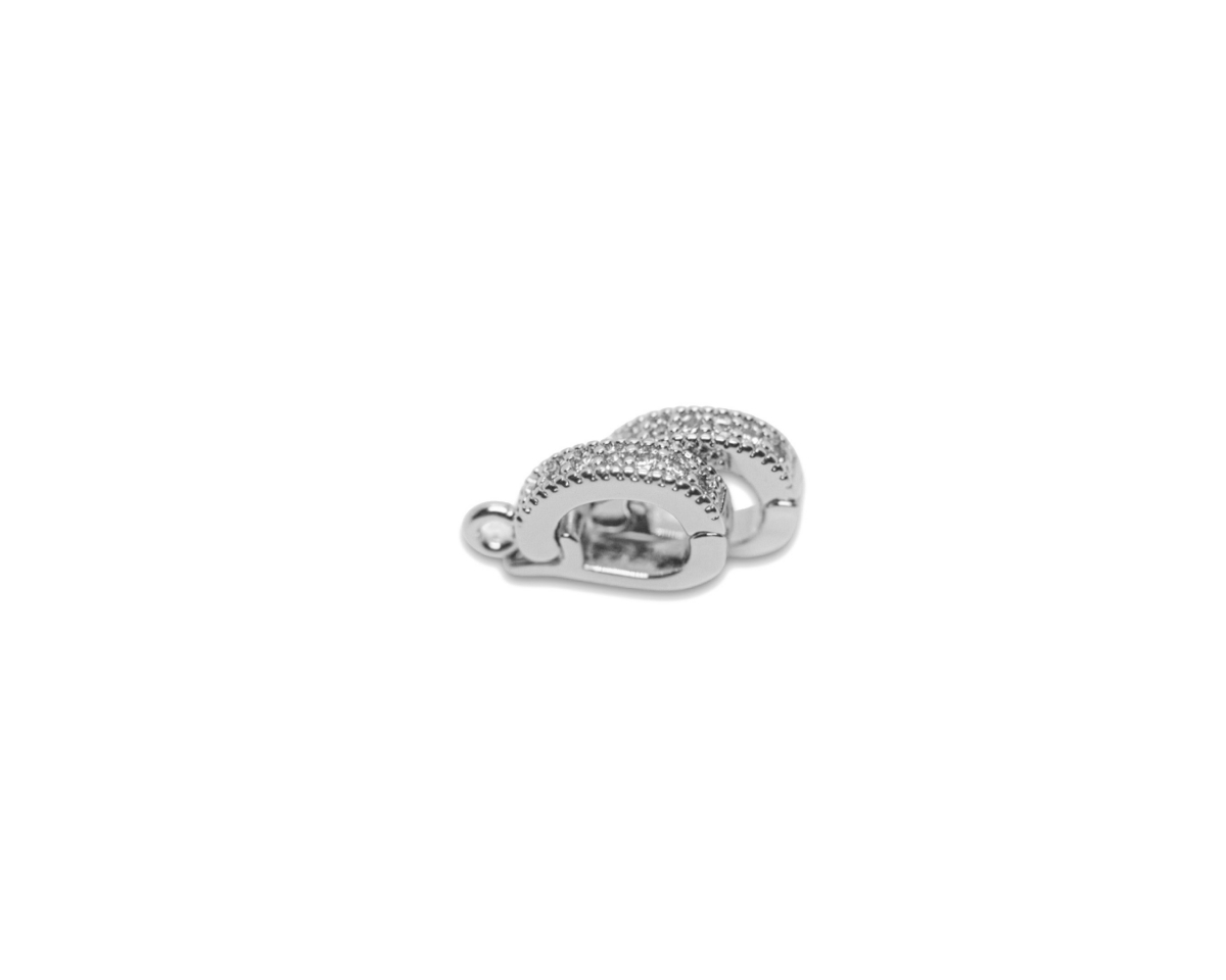 Бейл с фианитами разъемный; цвет серебро, 12*8мм